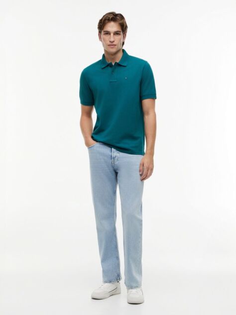 Green Hilfiger Flag Regular Fit Pique Polo Shirt  Men