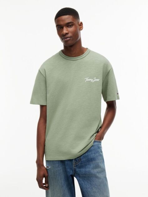 Green Back Graphic Textured Relaxed T-Shirt  Men
