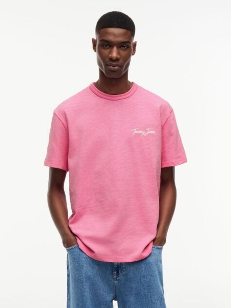 Pink Back Graphic Textured Relaxed T-Shirt  Men