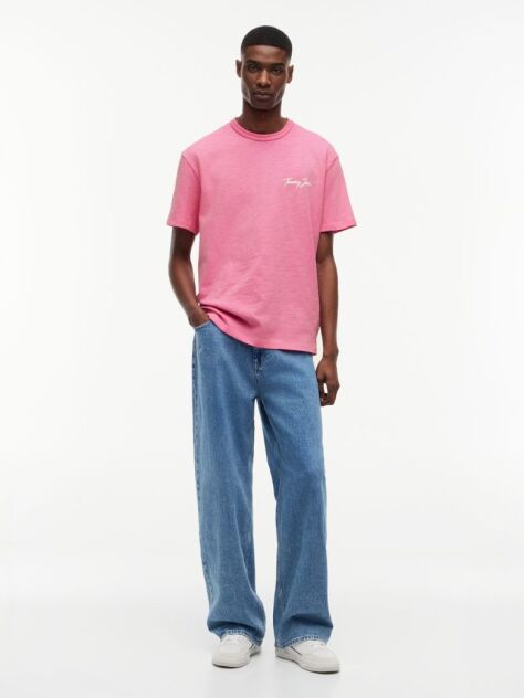 Pink Back Graphic Textured Relaxed T-Shirt  Men