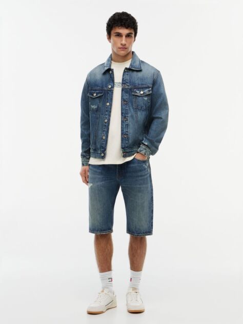 Denim Ryan Distressed Denim Trucker Jacket  Men