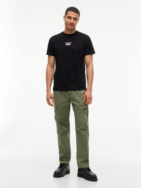 Μαύρο T-Shirt Με Λογότυπο Σε Slim Γραμμή Με Κλασική Λαιμόκοψη  Άνδρες