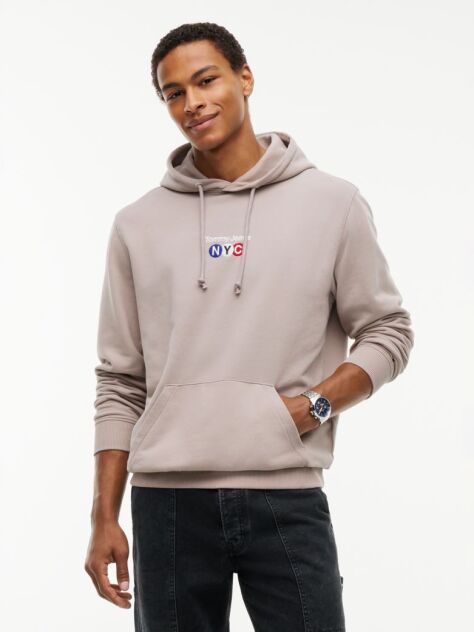 Brown Logo Embroidery Terry Drawstring Hoody  Men