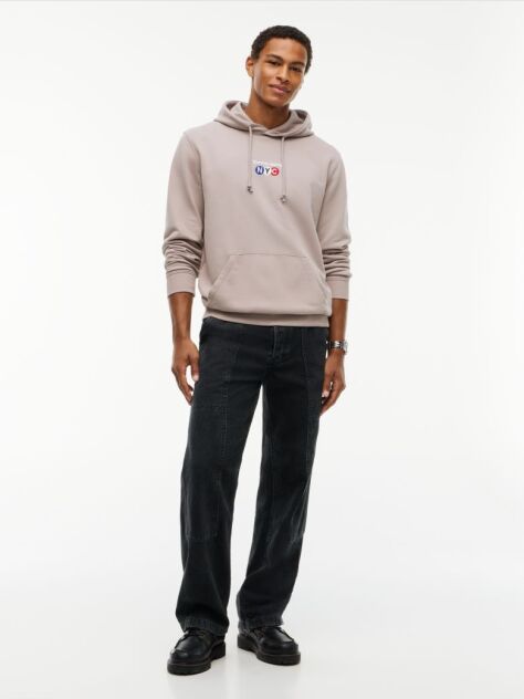 Brown Logo Embroidery Terry Drawstring Hoody  Men