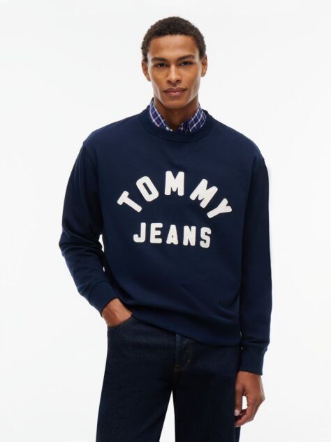 Blue Classic Logo Brushed Fleece Relaxed Sweatshirt  Men