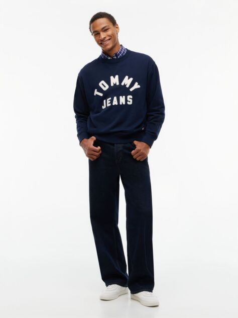 Blue Classic Logo Brushed Fleece Relaxed Sweatshirt  Men