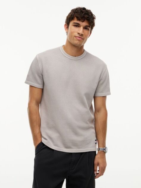 Brown Washed Ottoman Waffle Knit T-Shirt  Men