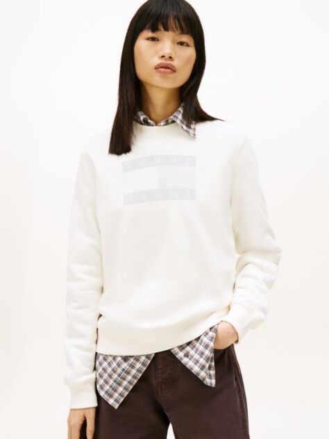 Beige Tonal Tommy Flag Sweatshirt  Women