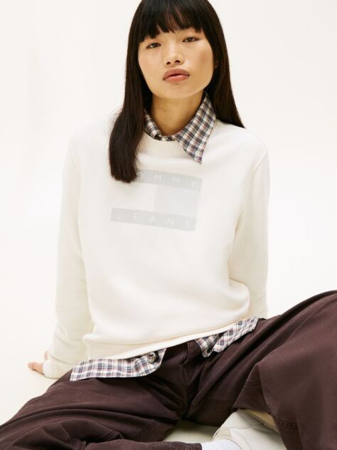Beige Tonal Tommy Flag Sweatshirt  Women