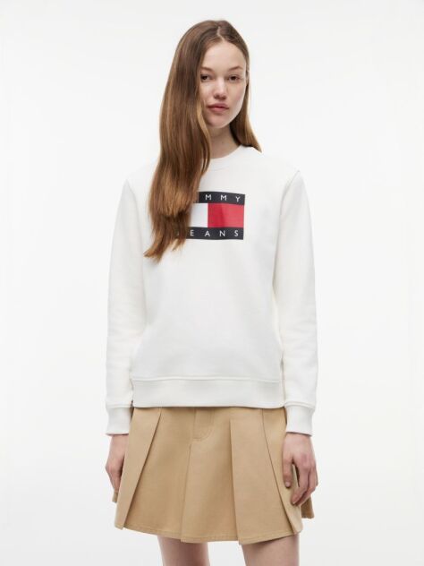 White Tonal Tommy Flag Sweatshirt  Women