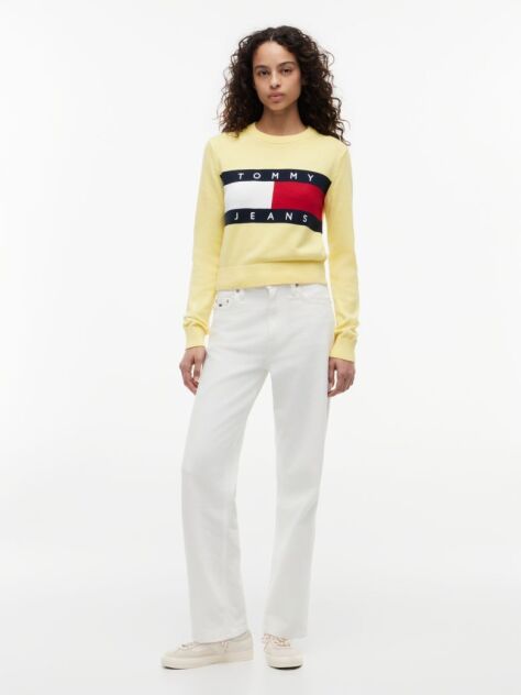 Yellow Tommy Flag Crew Neck Jumper  Women