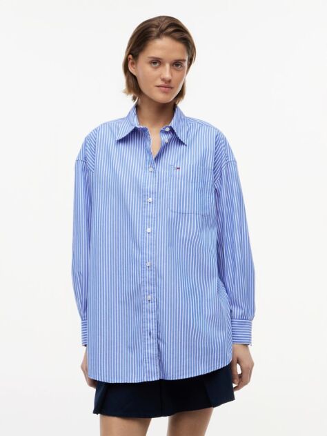 Blue Oversized Fit Poplin Shirt  Women