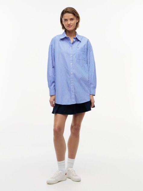 Blue Oversized Fit Poplin Shirt  Women