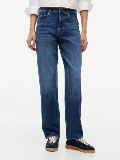 Denim Whiskered Mid Rise Slim Jeans  Women