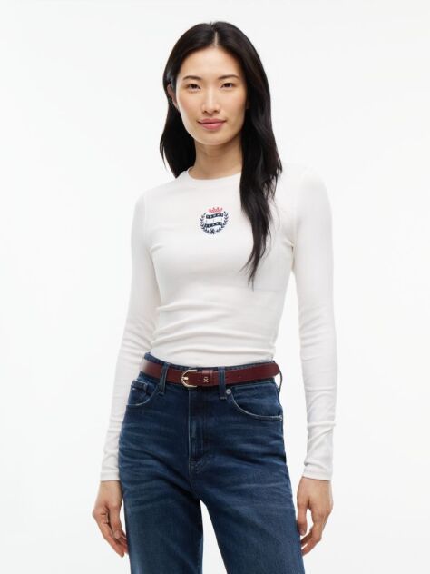 White Crest Slim Long Sleeve T-Shirt  Women