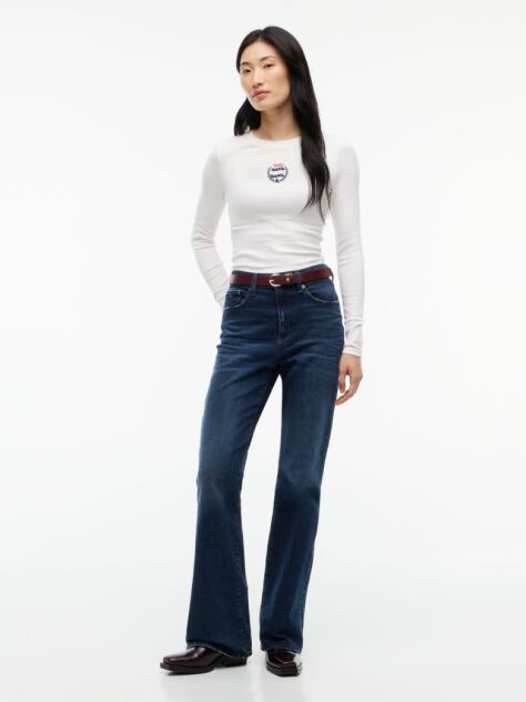 White Crest Slim Long Sleeve T-Shirt  Women