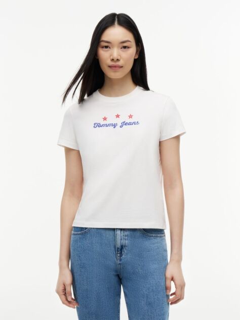 Άσπρο T-Shirt Με Στρογγυλή Λαιμόκοψη Και Μοτίβο Στην Πλάτη  Γυναίκες