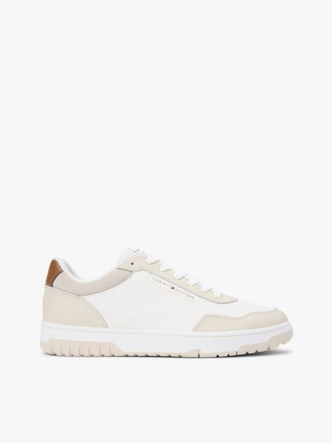 Beige Lightweight Basketball Trainers With Leather  Men