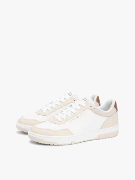 Beige Lightweight Basketball Trainers With Leather  Men