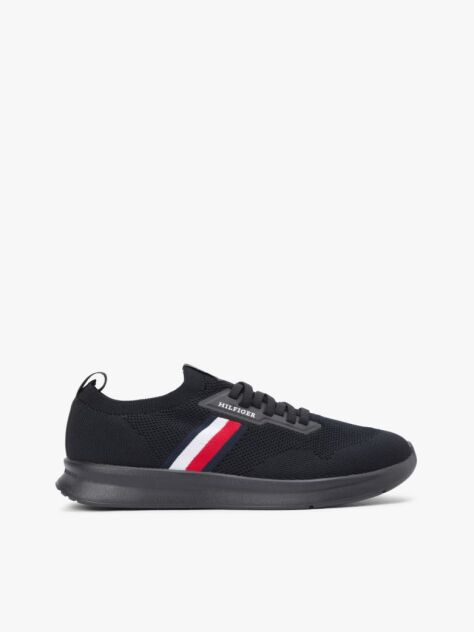 Black Hilfiger Monotype Lightweight Knit Trainers  Men