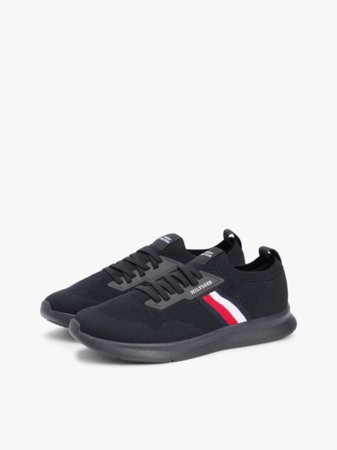 Black Hilfiger Monotype Lightweight Knit Trainers  Men