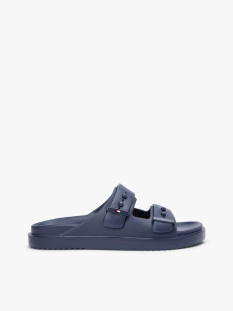 Blue Lightweight Pin Buckle Serrated Pool Slides  Men