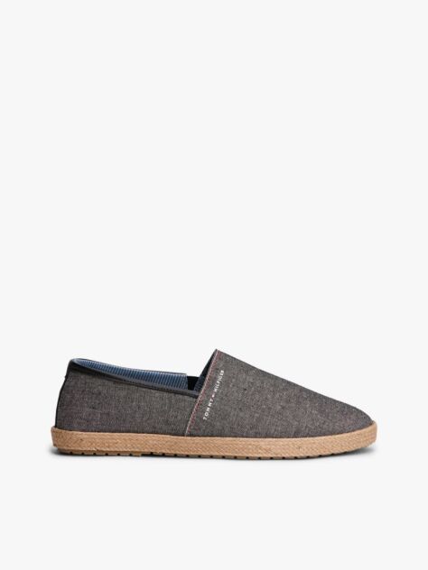 Black Linen Chambray Espadrilles  Men