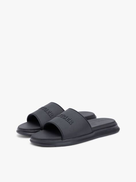 Black Hilfiger Monotype Pool Slides  Men