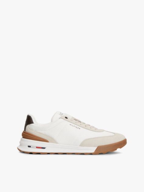 Beige Retro Mixed Texture Chunky Cleat Trainers  Men