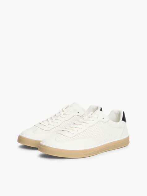 Άσπρο Δερμάτινα Sneakers Με Cutout Σχέδιο  Άνδρες