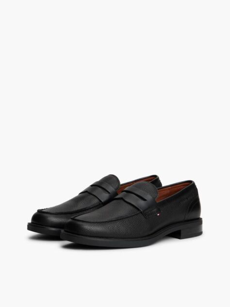 Μαύρο Δερμάτινα Loafers Με Ανάγλυφο Φινίρισμα  Άνδρες