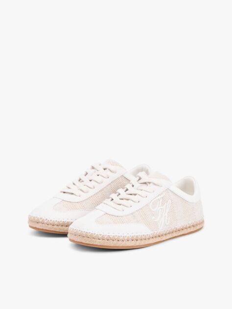 Beige Woven Logo Embroidery Rope Trainers  Women