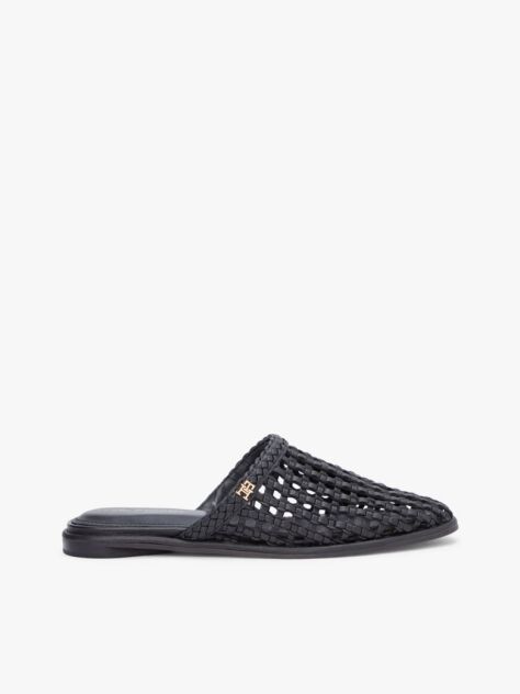 Black Woven Flat Mules  Women