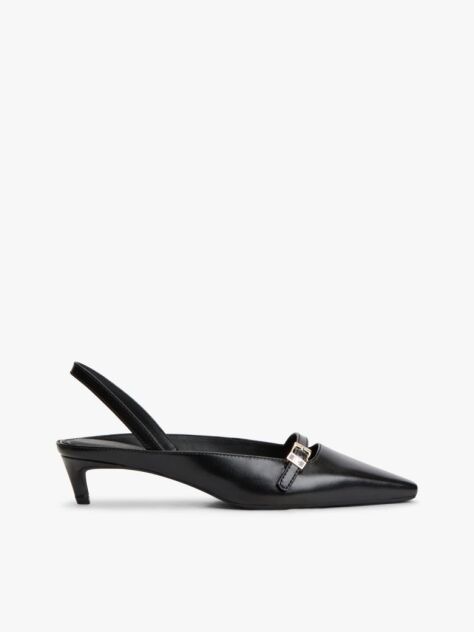 Μαύρο Δερμάτινες Γόβες Slingback  Γυναίκες