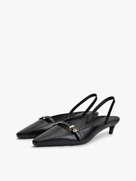 Μαύρο Δερμάτινες Γόβες Slingback  Γυναίκες
