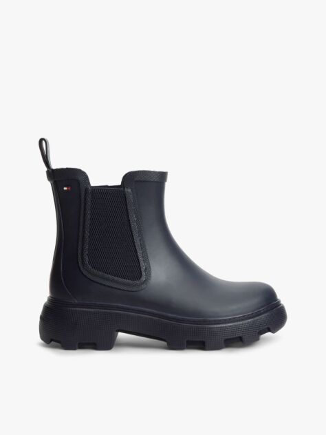 Blue Rubberised Flag Cleat Rain Boots  Women