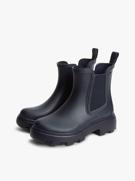 Blue Rubberised Flag Cleat Rain Boots  Women