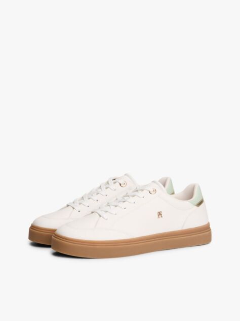 Μπεζ Δερμάτινα Sneakers Με Μονόγραμμα TH  Γυναίκες
