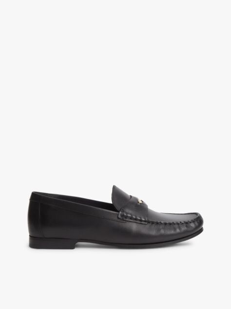 Black TH Monogram Leather Penny Loafers  Women