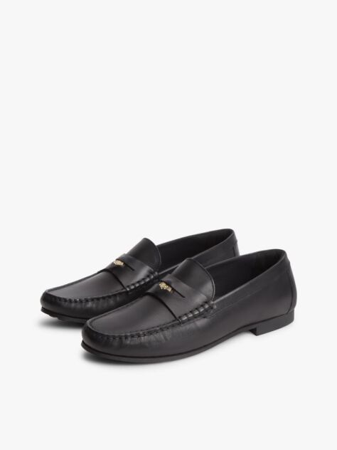 Black TH Monogram Leather Penny Loafers  Women