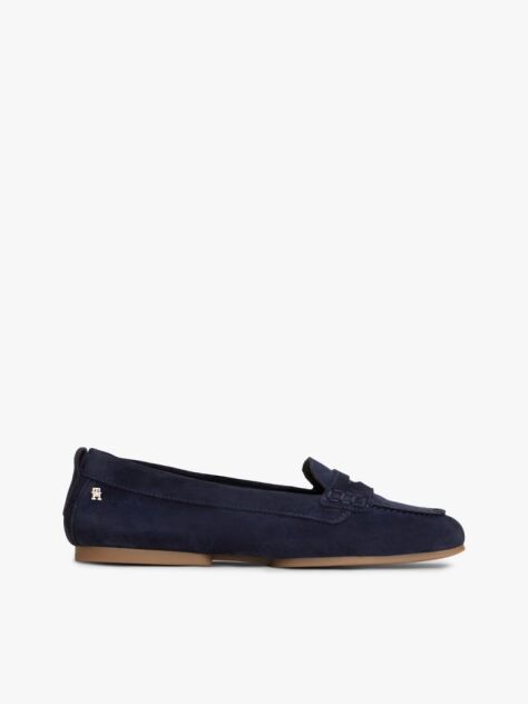 Blue TH Monogram Flexible Suede Loafer Ballerinas  Women
