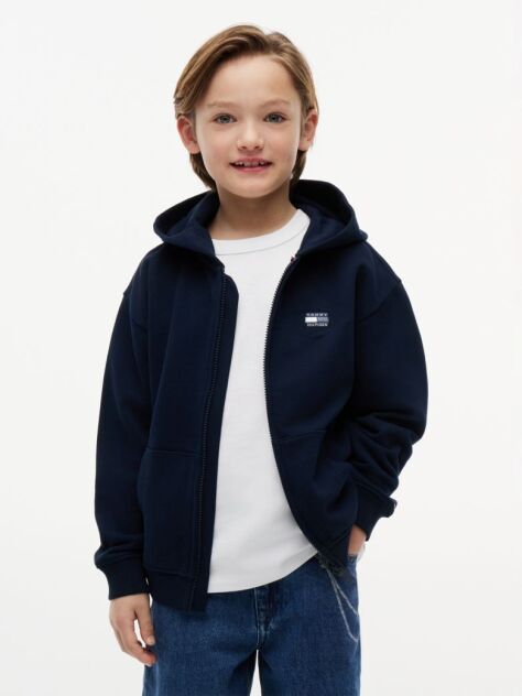 Μπλε Βαμβακερό Hoody Με Φερμουάρ Και Tonal Λογότυπο  Αγόρια