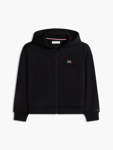 Μαύρο Άνετο Hoody Με Φερμουάρ  Κορίτσια