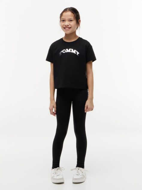 Μαύρο Essential T-Shirt Και Κολάν Σετ Με Hilfiger Monotype Σχέδιο  Κορίτσια