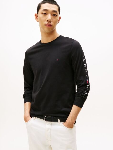 Black Organic Jersey Logo Long Sleeve T-Shirt  Men