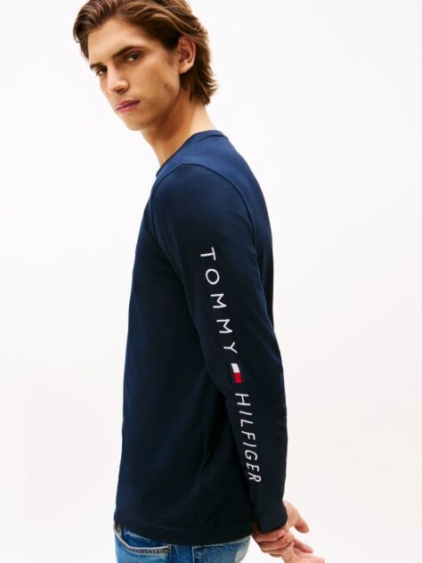 Blue Organic Jersey Logo Long Sleeve T-Shirt  Men