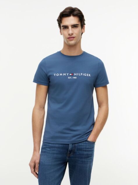Blue Organic Cotton Chest Logo T-Shirt  Men