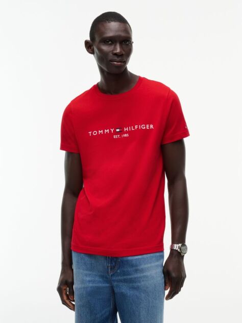 Red Organic Cotton Chest Logo T-Shirt  Men
