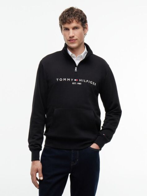 Black Combining casual style with enhanced comfort, this sweatshirt is made from flex fleece and has a cosy, zip-adjustable mock turtleneck.  Men