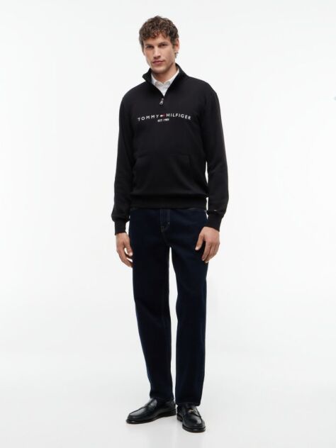 Black Combining casual style with enhanced comfort, this sweatshirt is made from flex fleece and has a cosy, zip-adjustable mock turtleneck.  Men